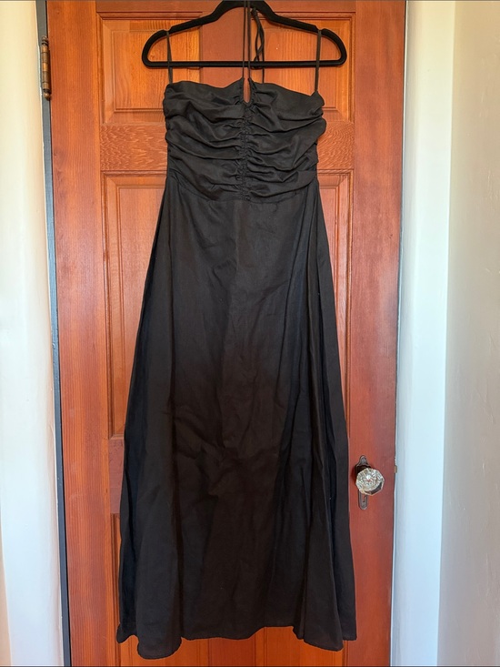 DISSH Dresses & Skirts - Black Linen Ruched Dress
